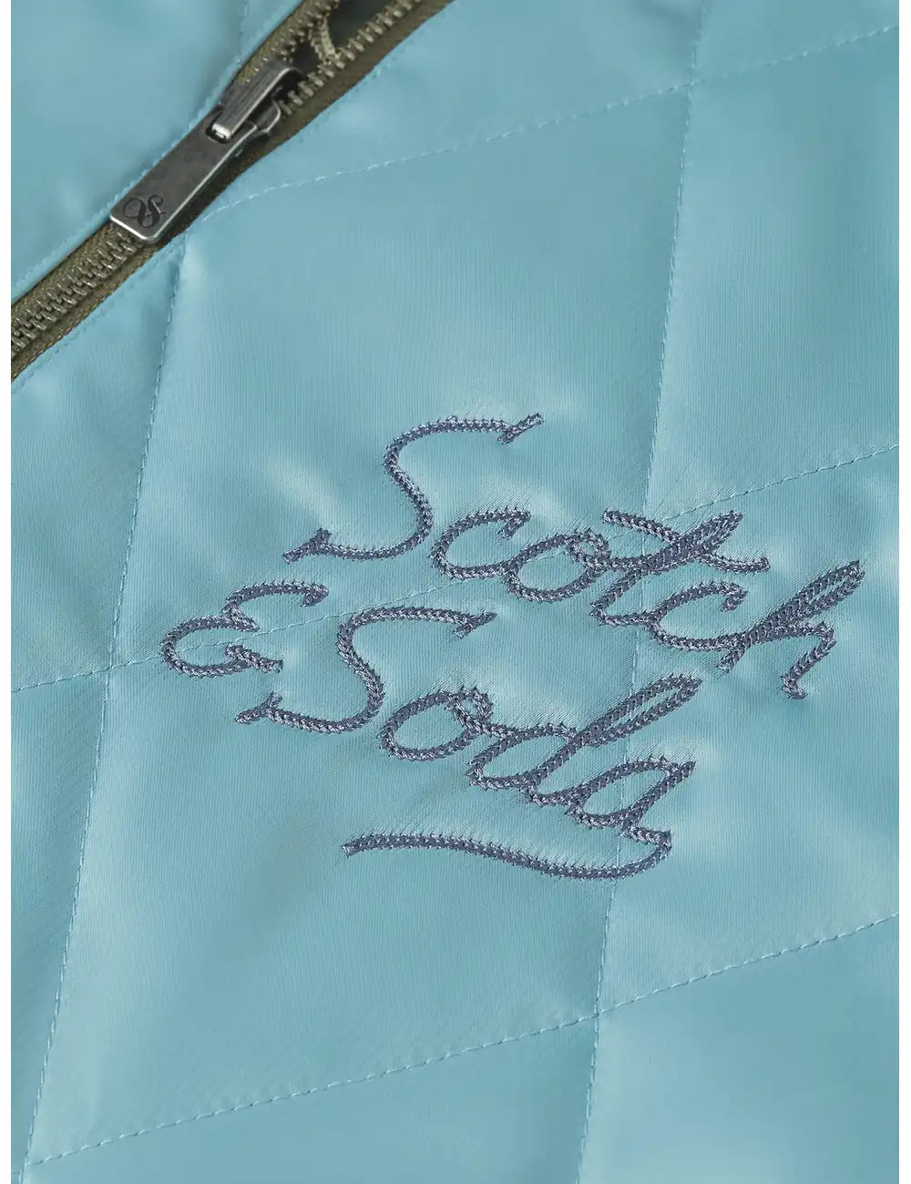 The 40th Anniversary Souvenir Bomber Jacket detail shot of fabric and craftsmanship by Scotch & Soda