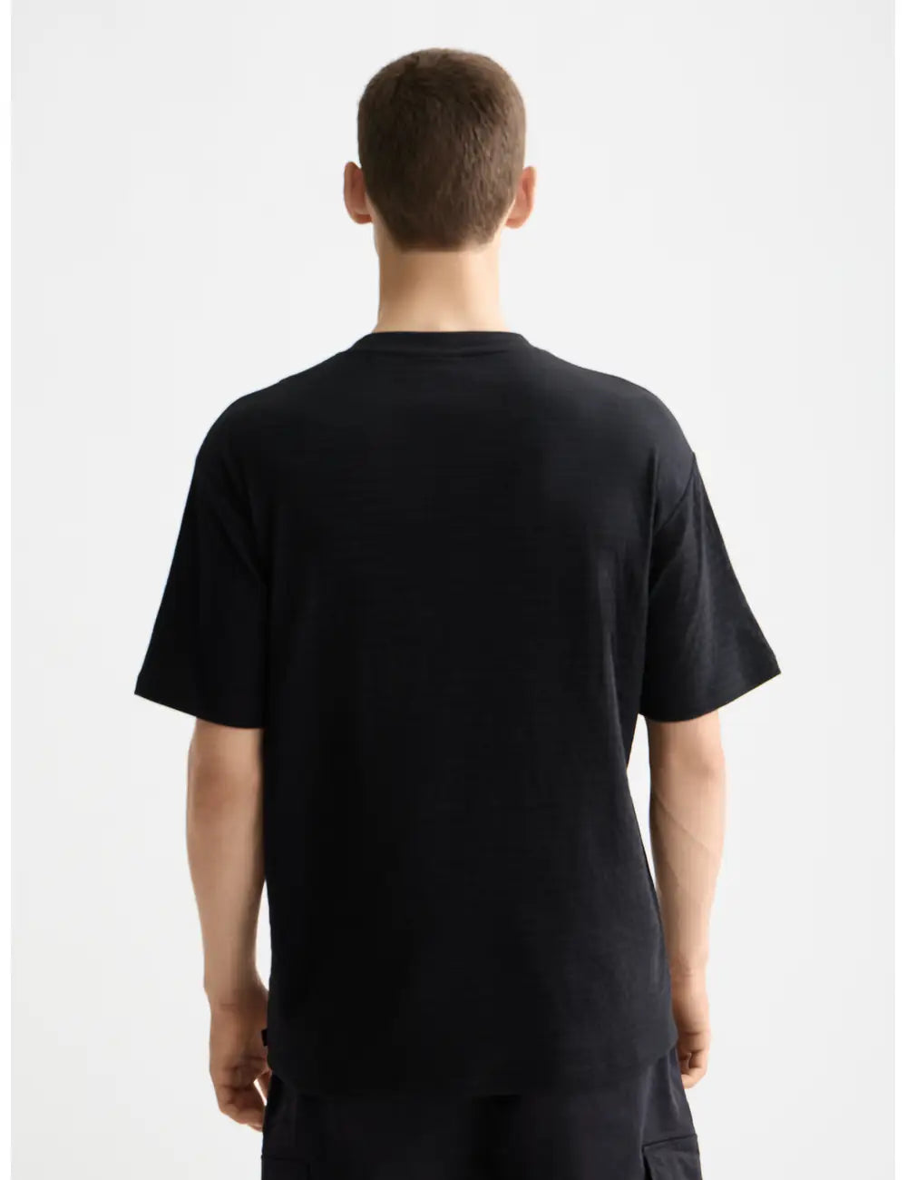 Double Face Jersey Tee full model shot showing overall fit by Scotch & Soda
