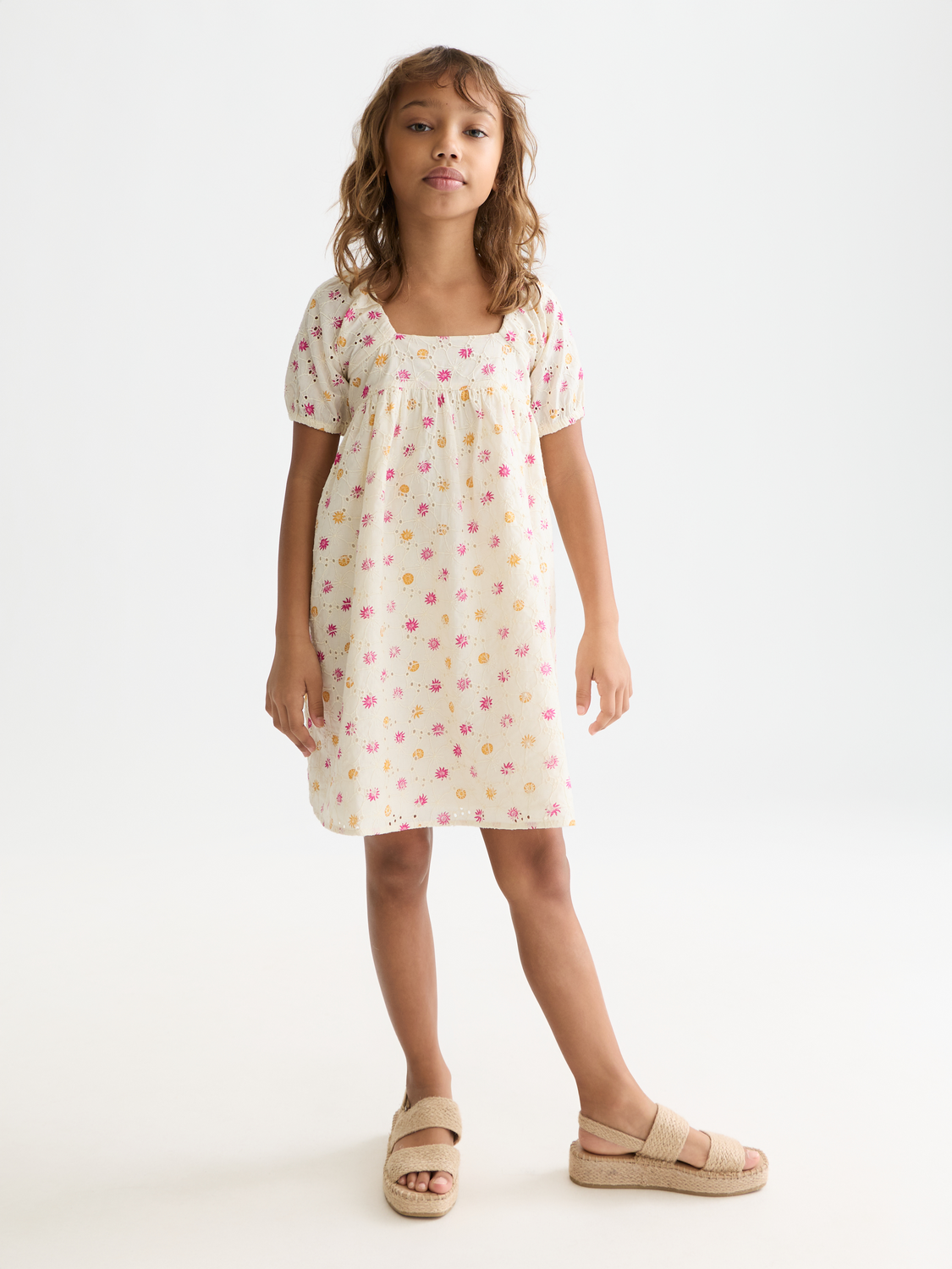 Girls Printed embroidered cotton dress