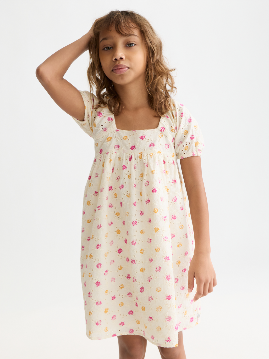 Girls Printed embroidered cotton dress