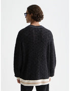 V-neck Cable Loose-fit Pullover back view showing fit and finish by Scotch & Soda