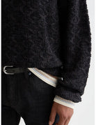 V-neck Cable Loose-fit Pullover detail shot of fabric and craftsmanship by Scotch & Soda