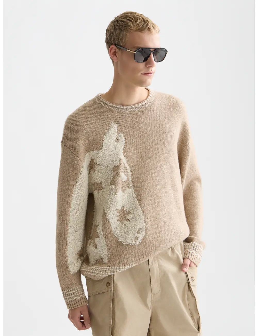 Loosefit Jacquard Pullover back view showing fit and finish by Scotch & Soda