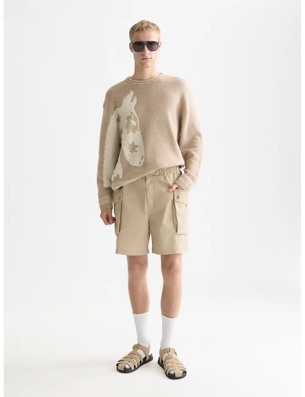 Loosefit Jacquard Pullover front view showing fit and finish by Scotch & Soda