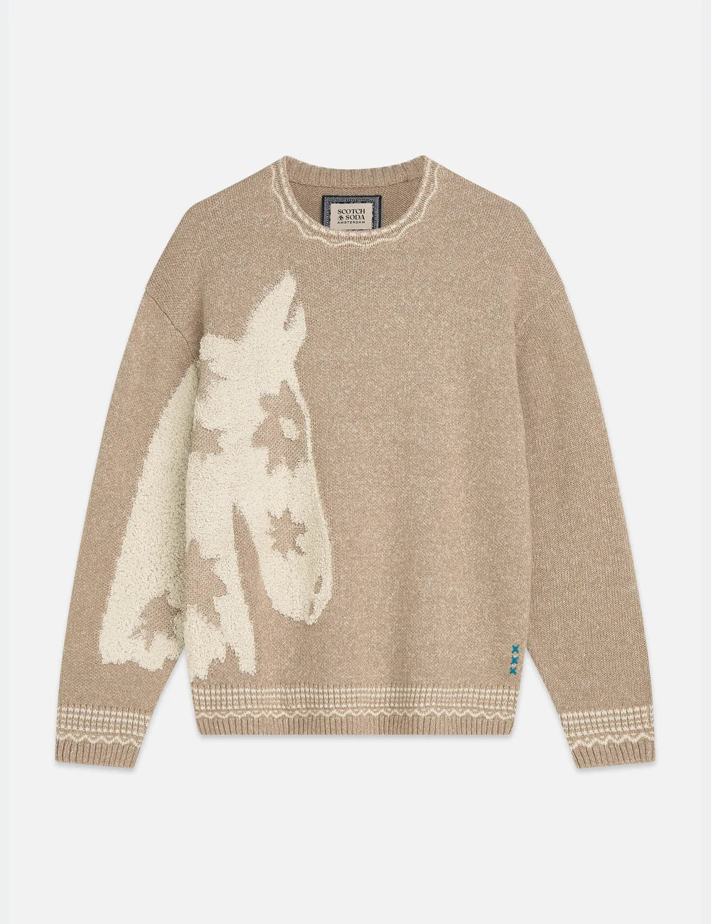 Loosefit Jacquard Pullover flat lay showing product details by Scotch & Soda