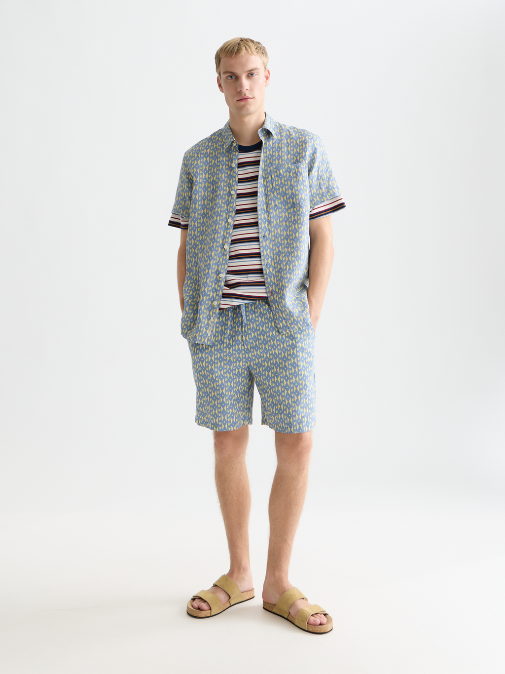 Fave printed linen relaxed bermuda shorts