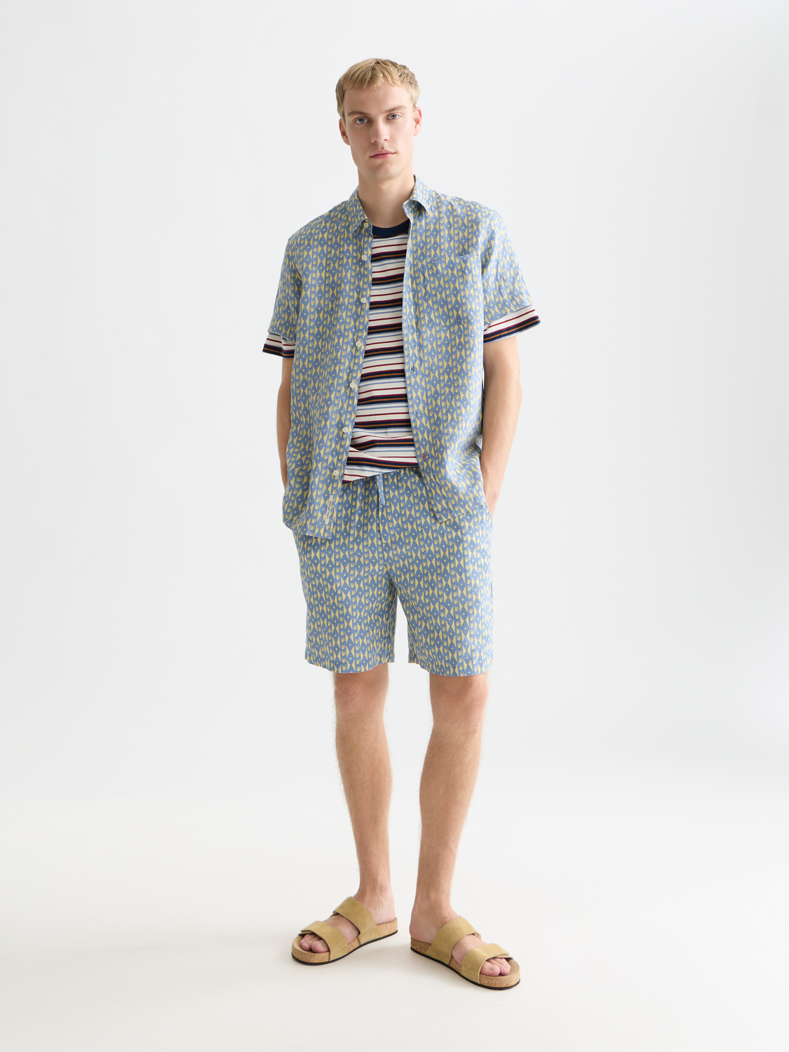 Fave printed linen relaxed bermuda shorts