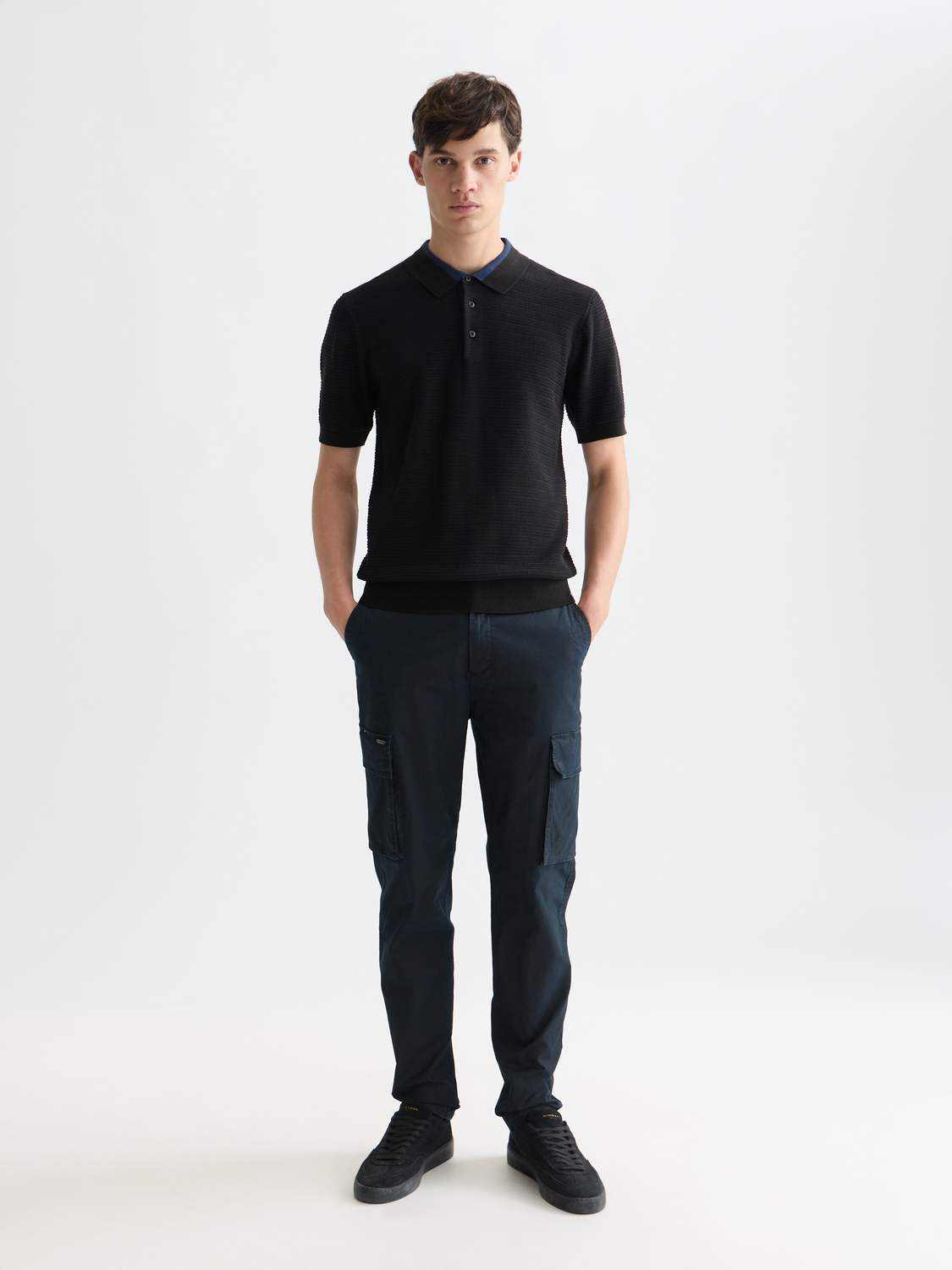 Structured knitted polo