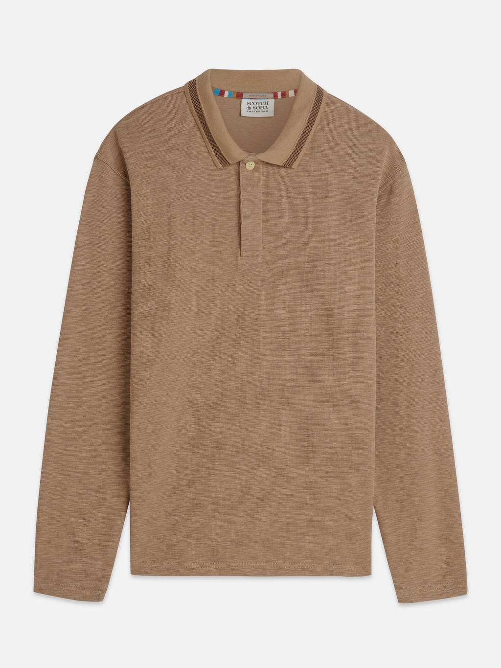 Structured relaxed long sleeve polo
