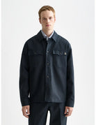 Navy Cotton-blend Twill Relaxed-fit Overshirt front view by Scotch & Soda
