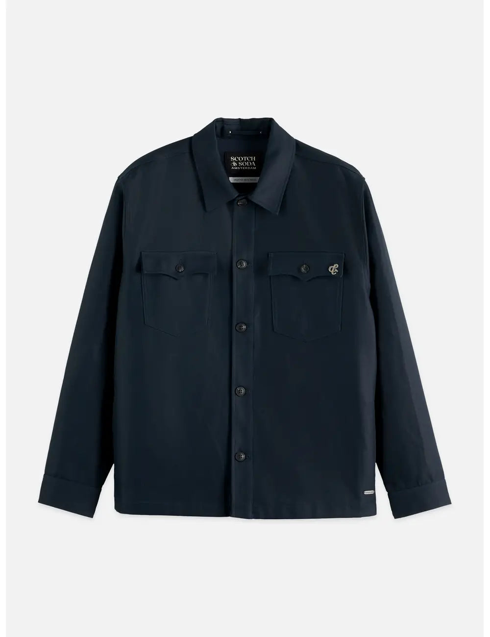 Cotton-blend Twill Relaxed-fit Overshirt front view showing fit and finish by Scotch & Soda