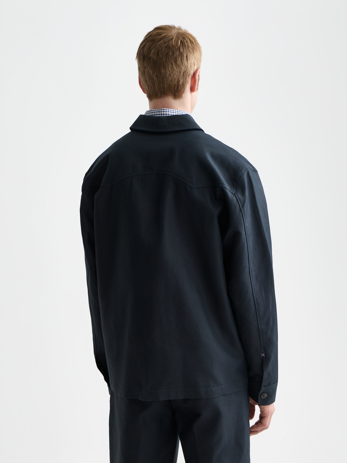 Cotton-blend twill relaxed overshirt