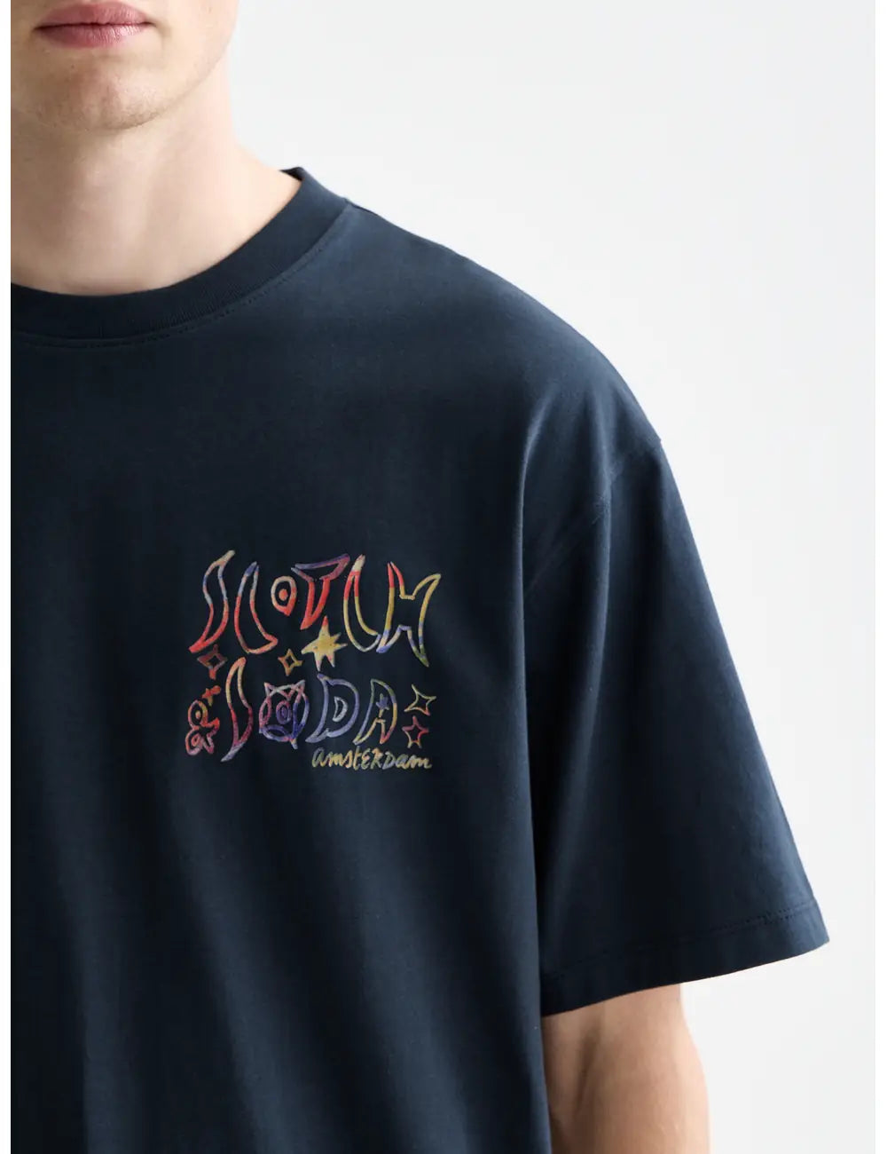 Front And Back Artwork Relaxed-fit T-shirt detail shot of fabric and craftsmanship by Scotch & Soda