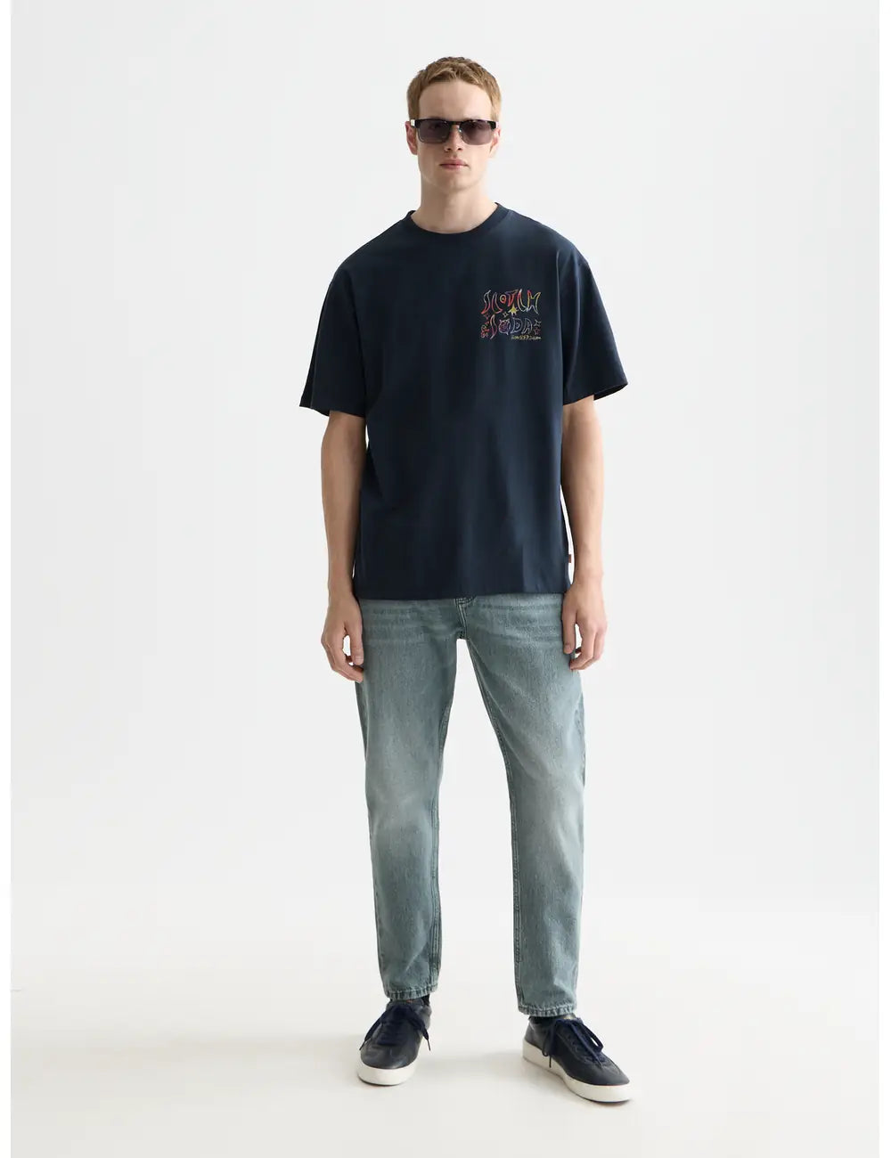 Front And Back Artwork Relaxed-fit T-shirt front view showing fit and finish by Scotch & Soda