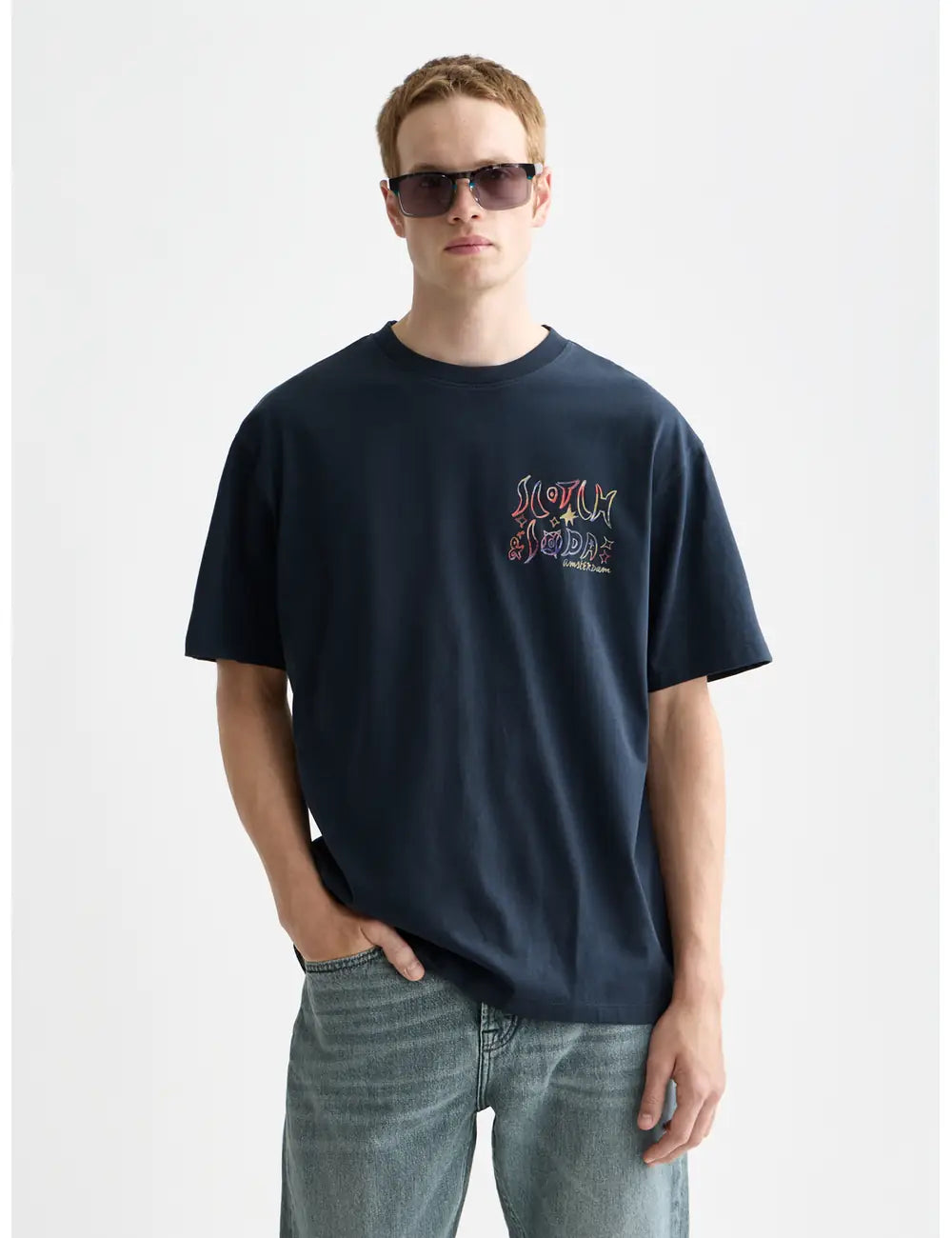 Black Front And Back Artwork Relaxed-fit T-shirt front view by Scotch & Soda