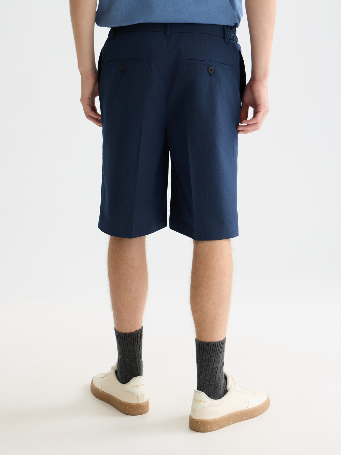 Seersucker wide bermuda shorts