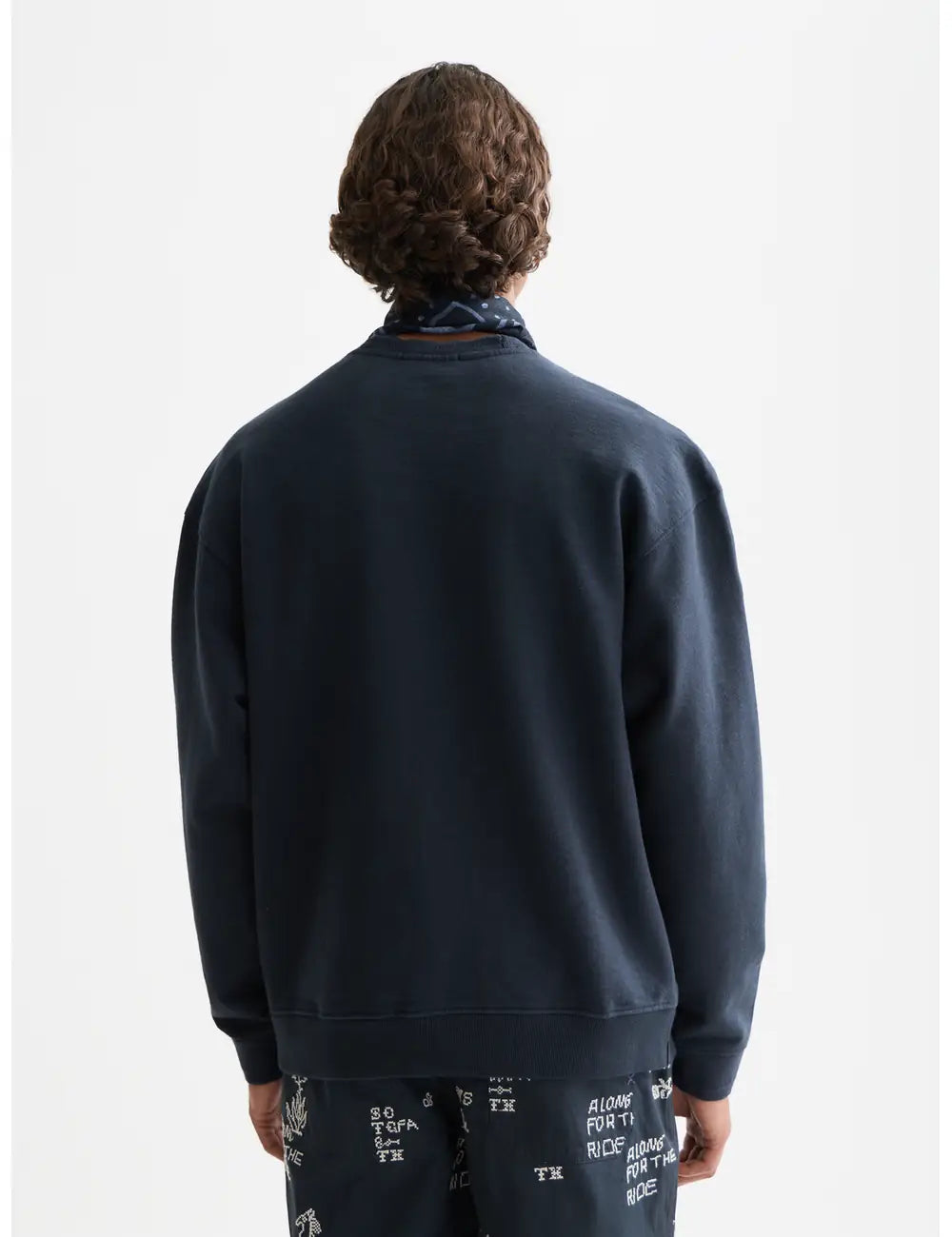 Cross Stitch Artwork Relaxed-fit Sweat-shirt back view showing fit and finish by Scotch & Soda