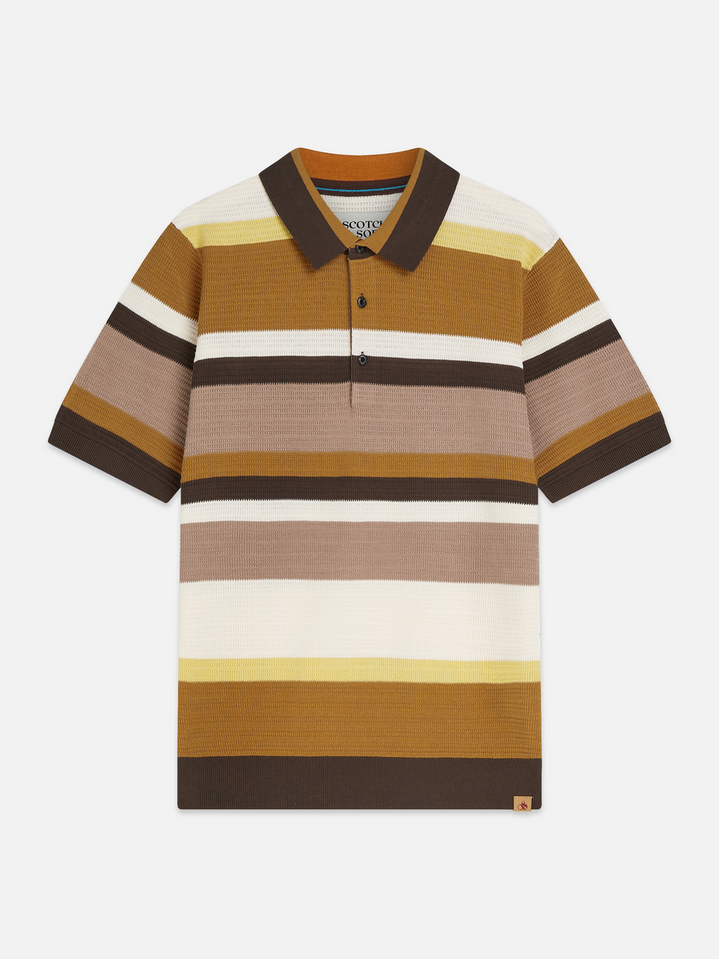 Structured striped knitted polo