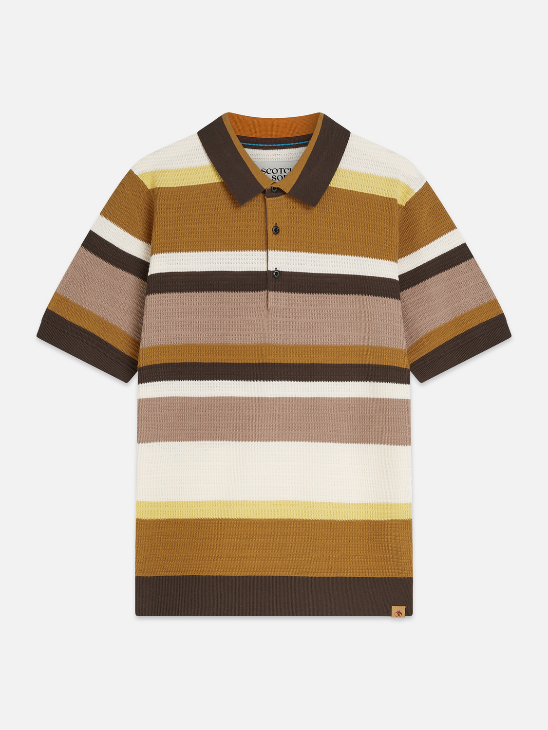 Structured striped knitted polo