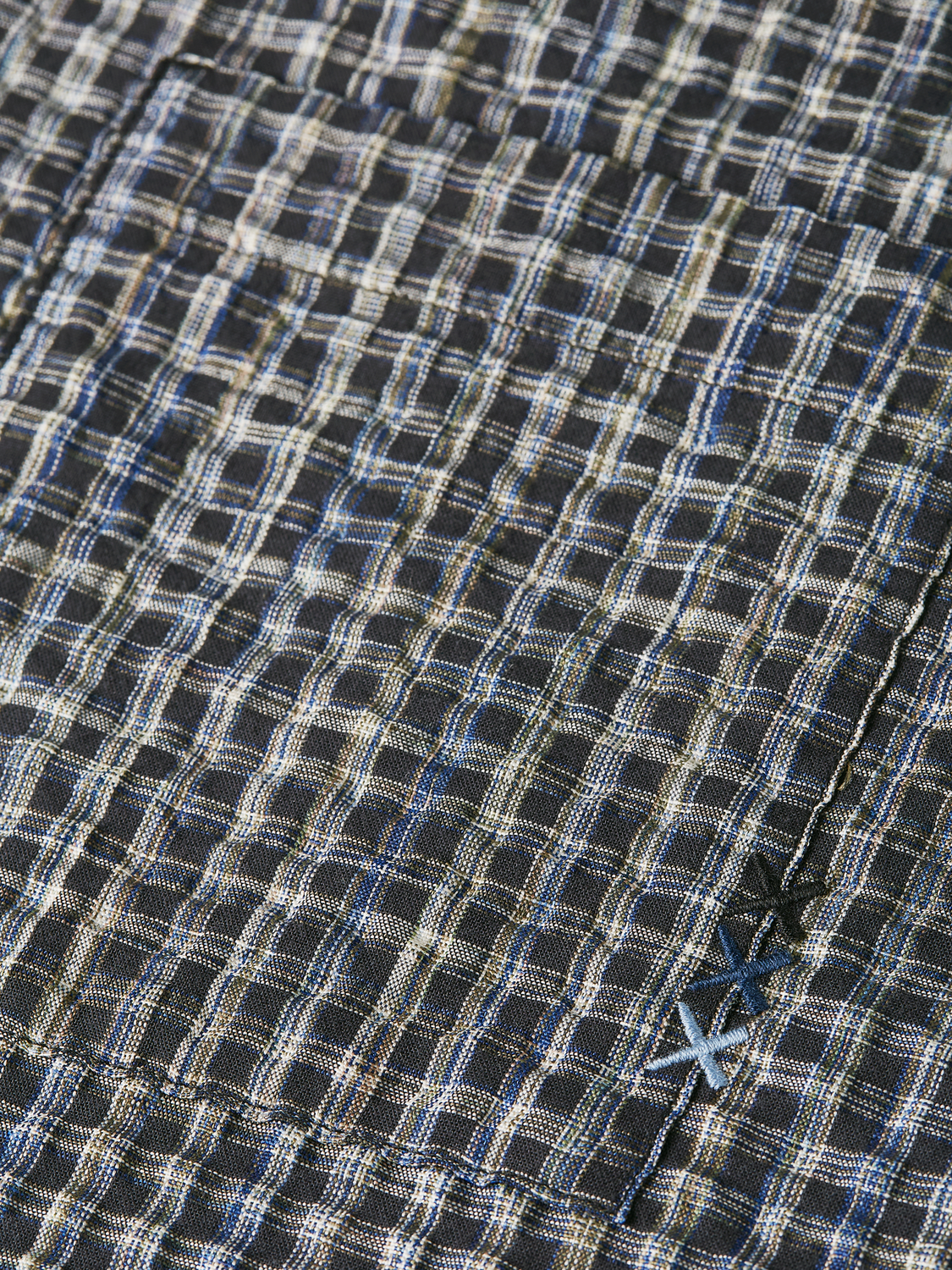 Seersucker micro-check relaxed shirt