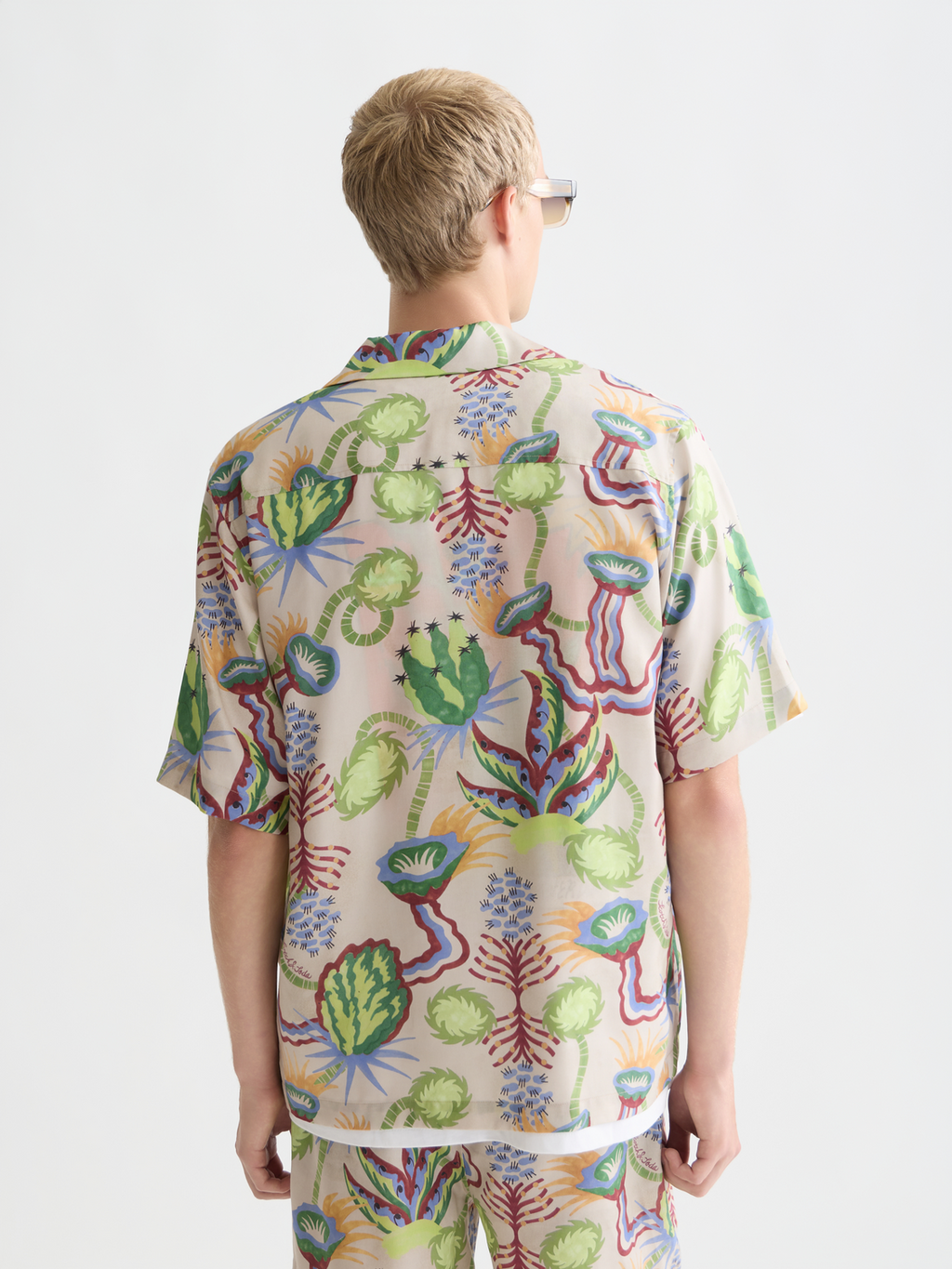 Printed tencel relaxed short sleeve shirt