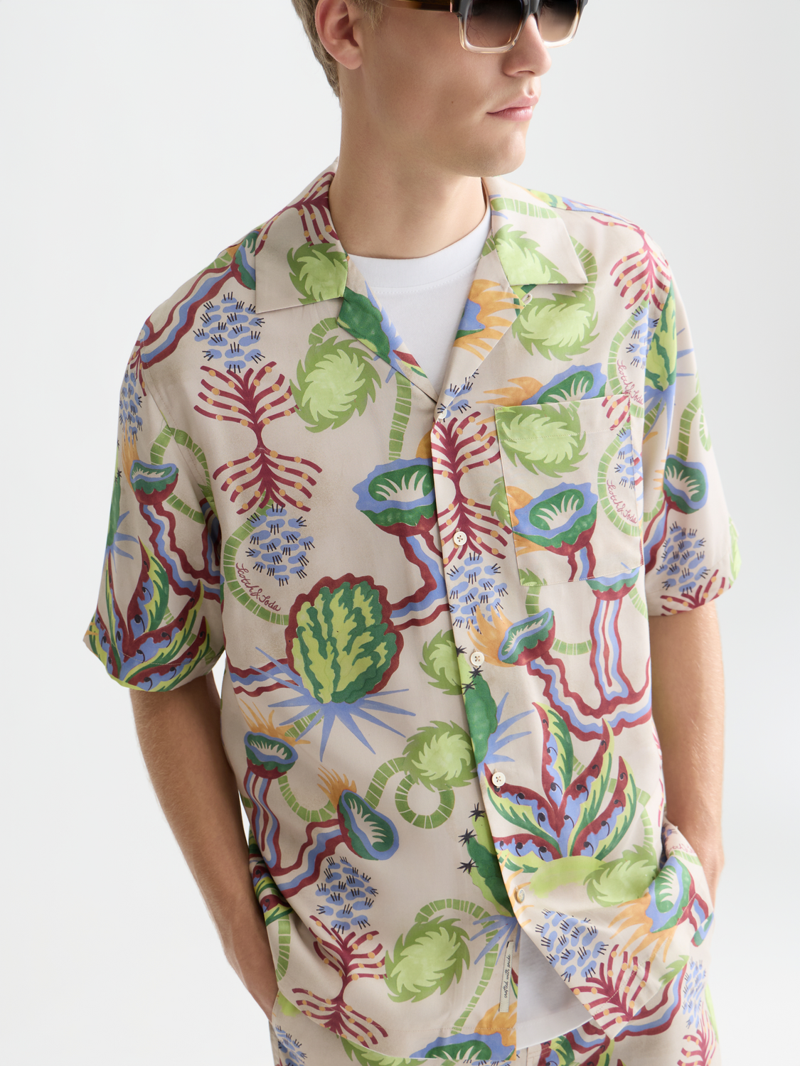 Printed tencel relaxed short sleeve shirt