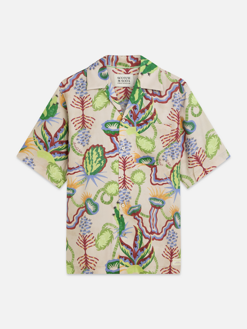 Printed tencel relaxed short sleeve shirt