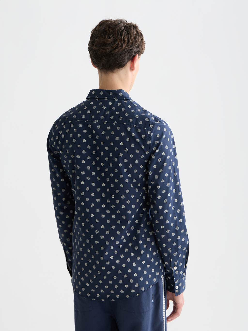 Print poplin slim shirt