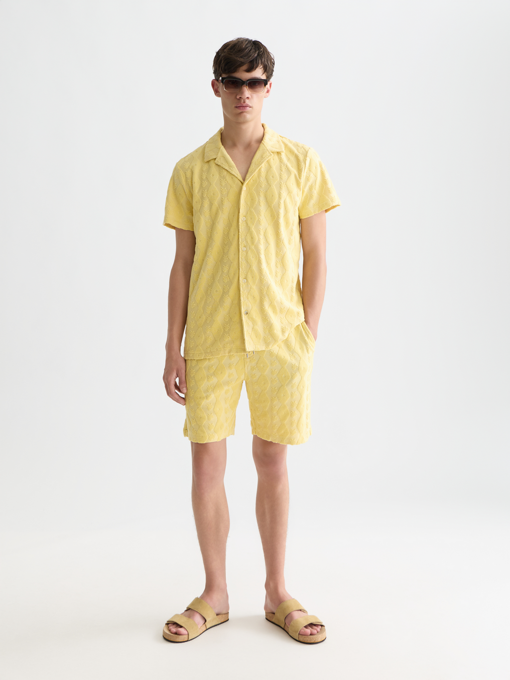 Terry jacquard short sleeve shirt
