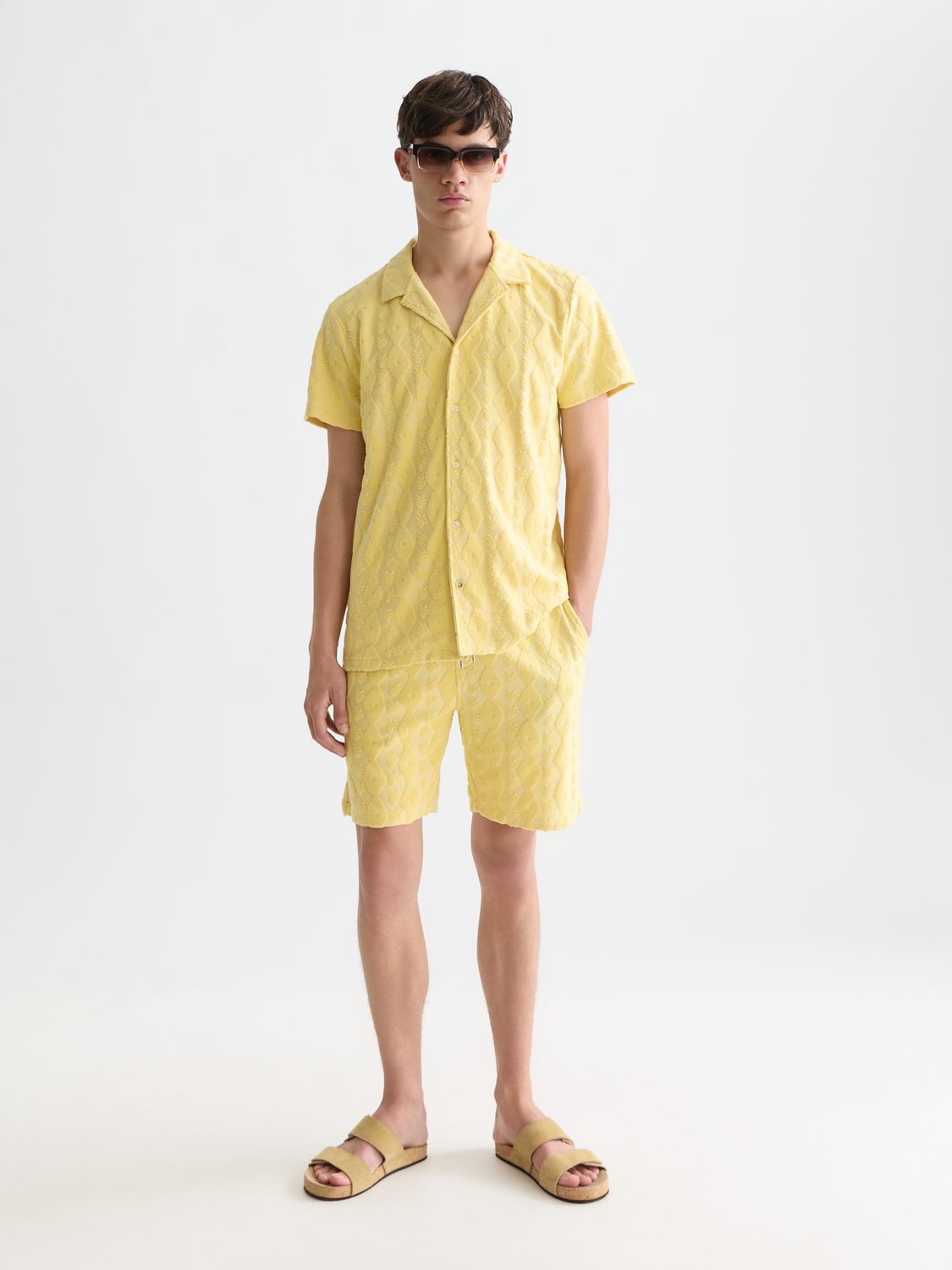Terry jacquard short sleeve shirt