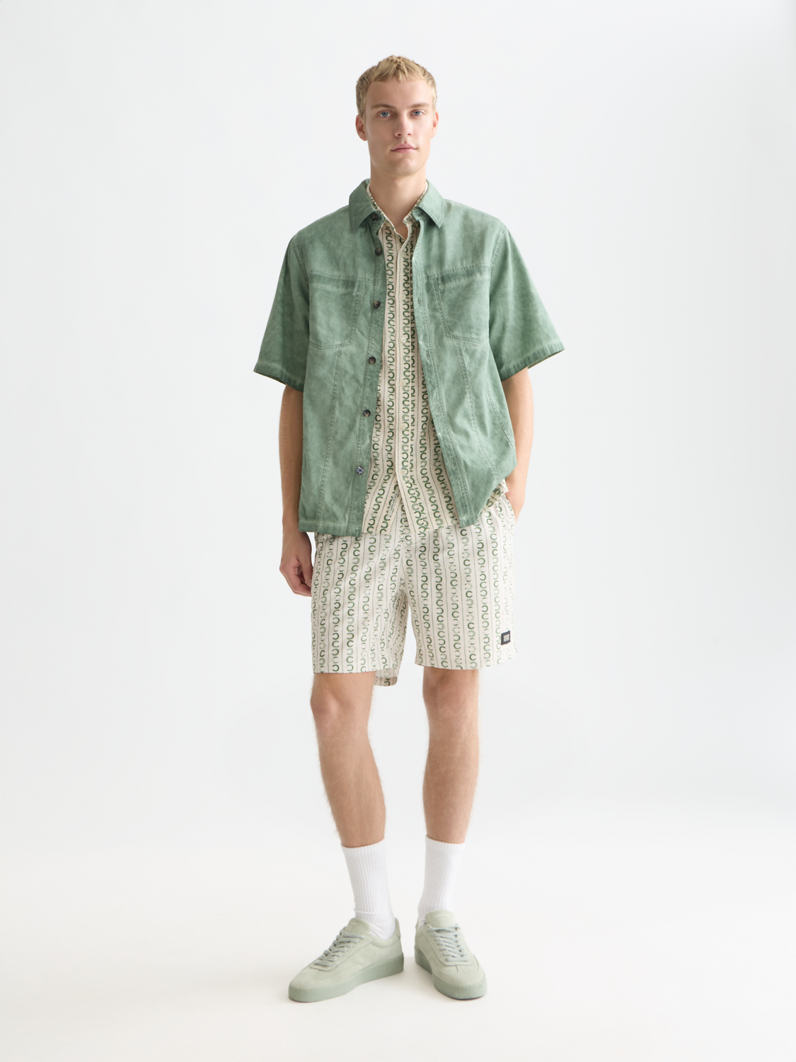 Washed cotton short sleeve shirt