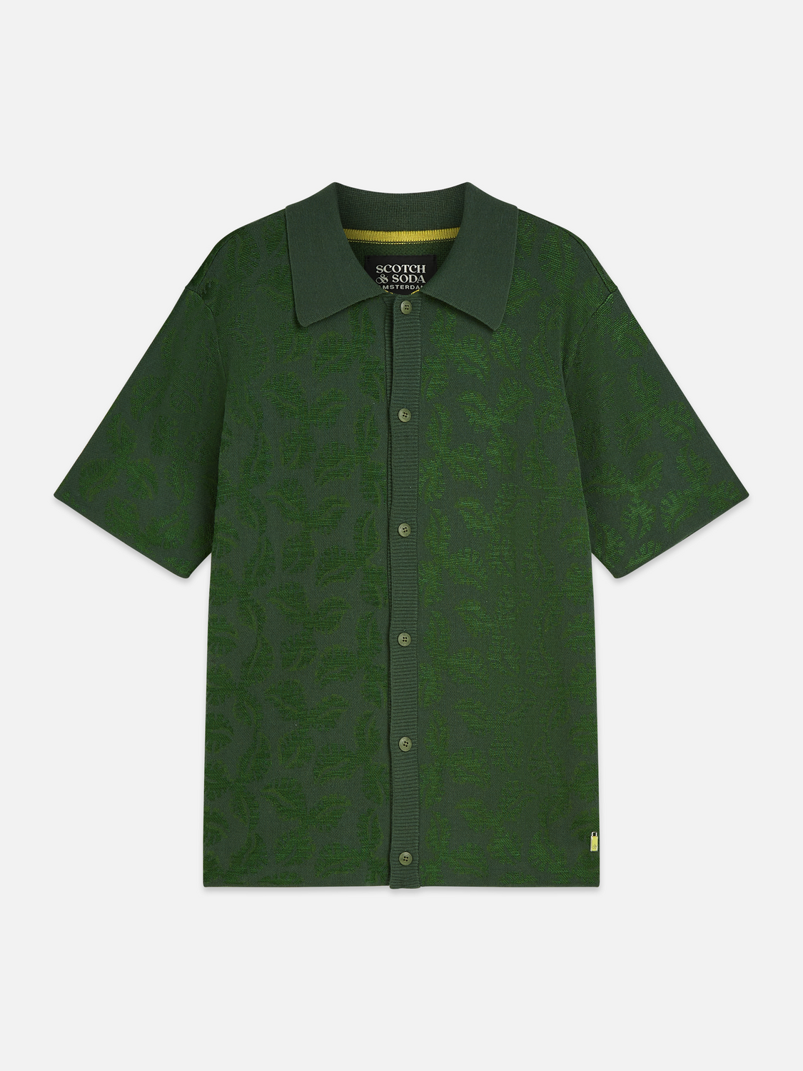 Two-tone knitted short sleeve shirt