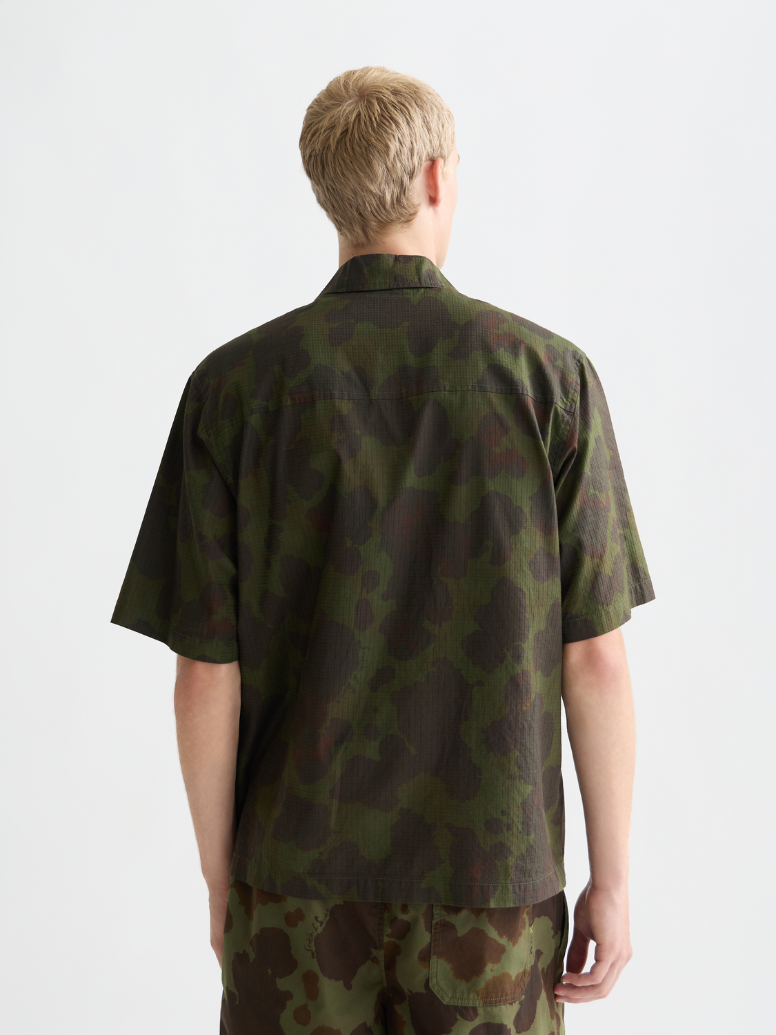 Printed cotton relaxed short sleeve shirt