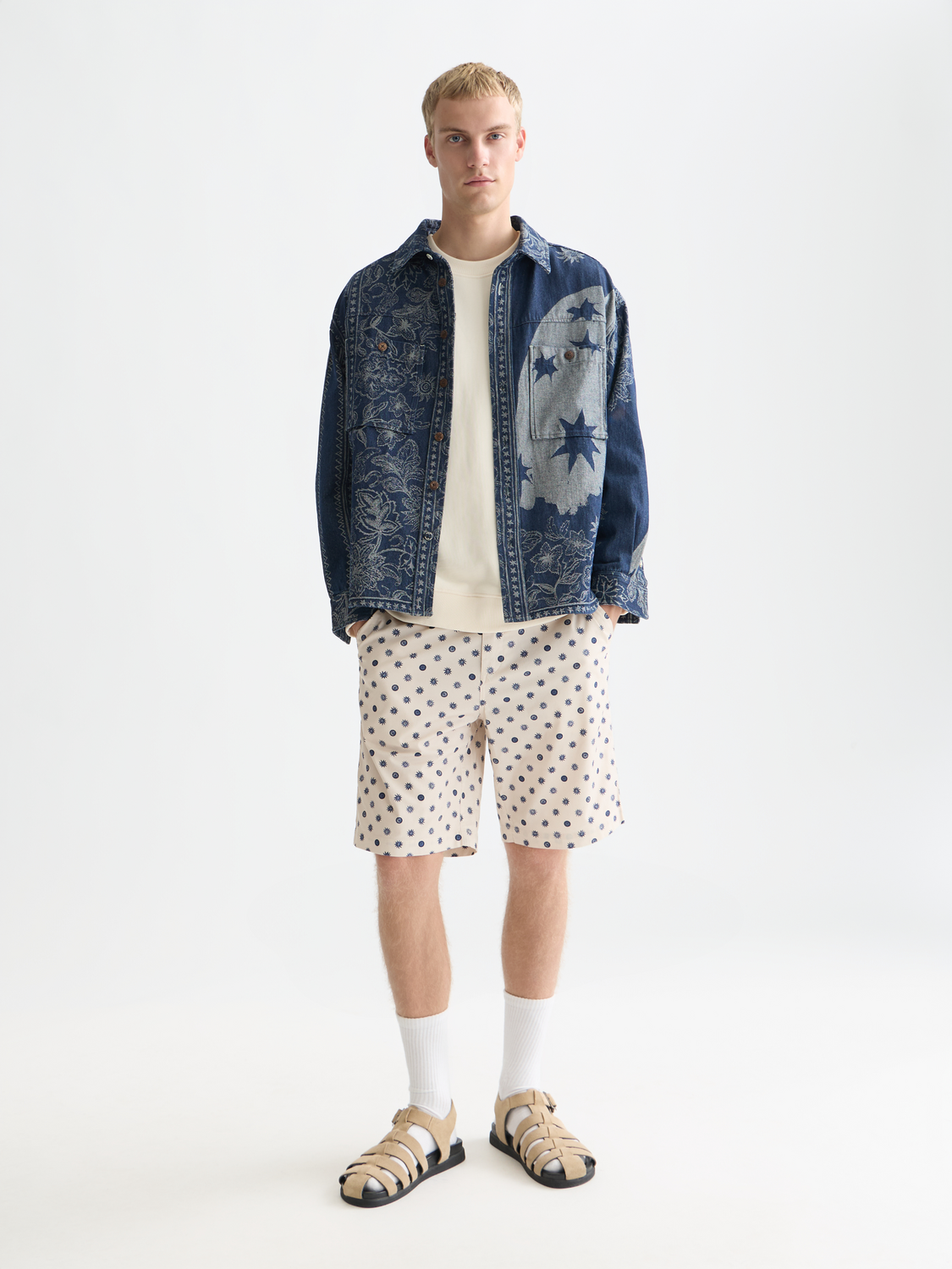 Stuart printed cotton chino shorts