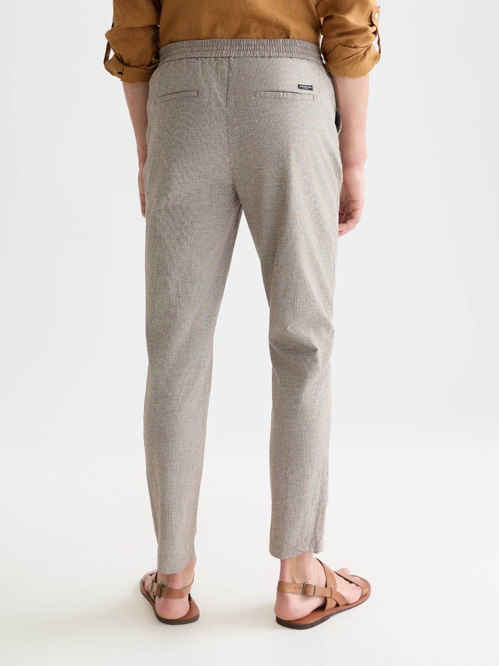 Warren yarn-dyed cotton-linen straight jogger