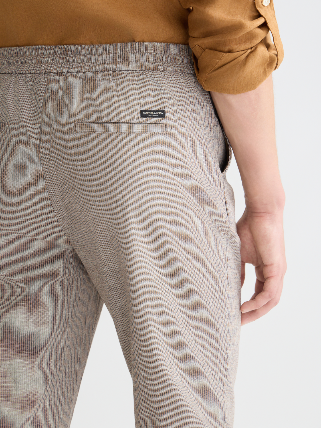 Warren yarn-dyed cotton-linen straight jogger
