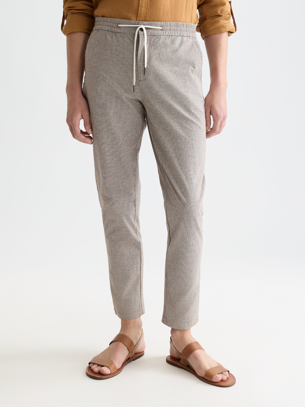 Warren yarn-dyed cotton-linen straight jogger