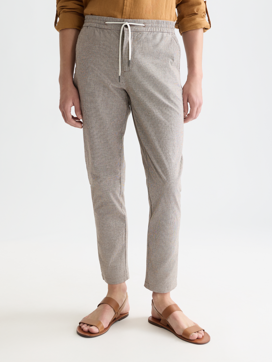 Warren yarn-dyed cotton-linen straight jogger