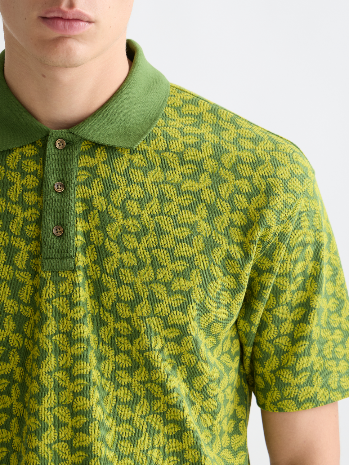 Printed structured relaxed polo