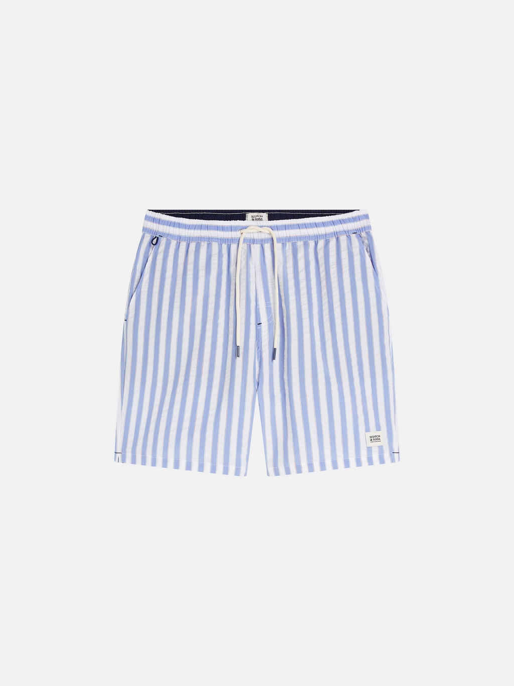 Striped mid-length swim shorts