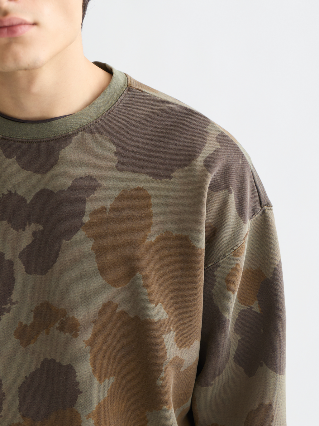 Printed over-dyed loose sweatshirt