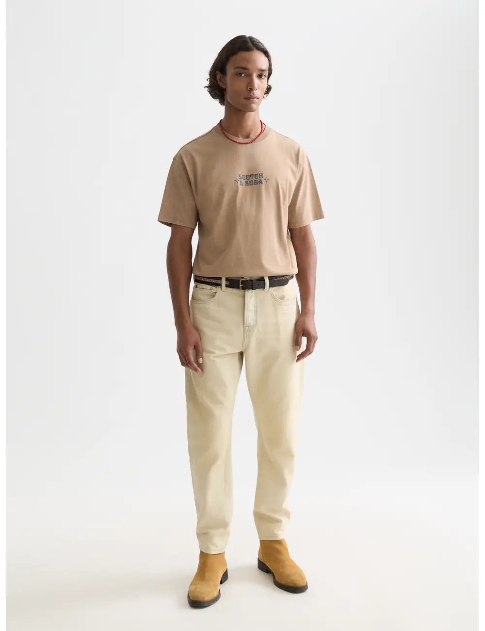 Front Artwork Relaxed-fit Snow-washed T-shirt front view showing fit and finish by Scotch & Soda