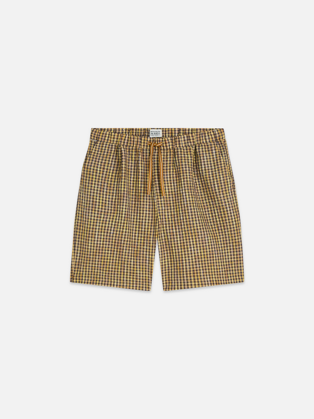 Cotton seersucker wide bermuda shorts