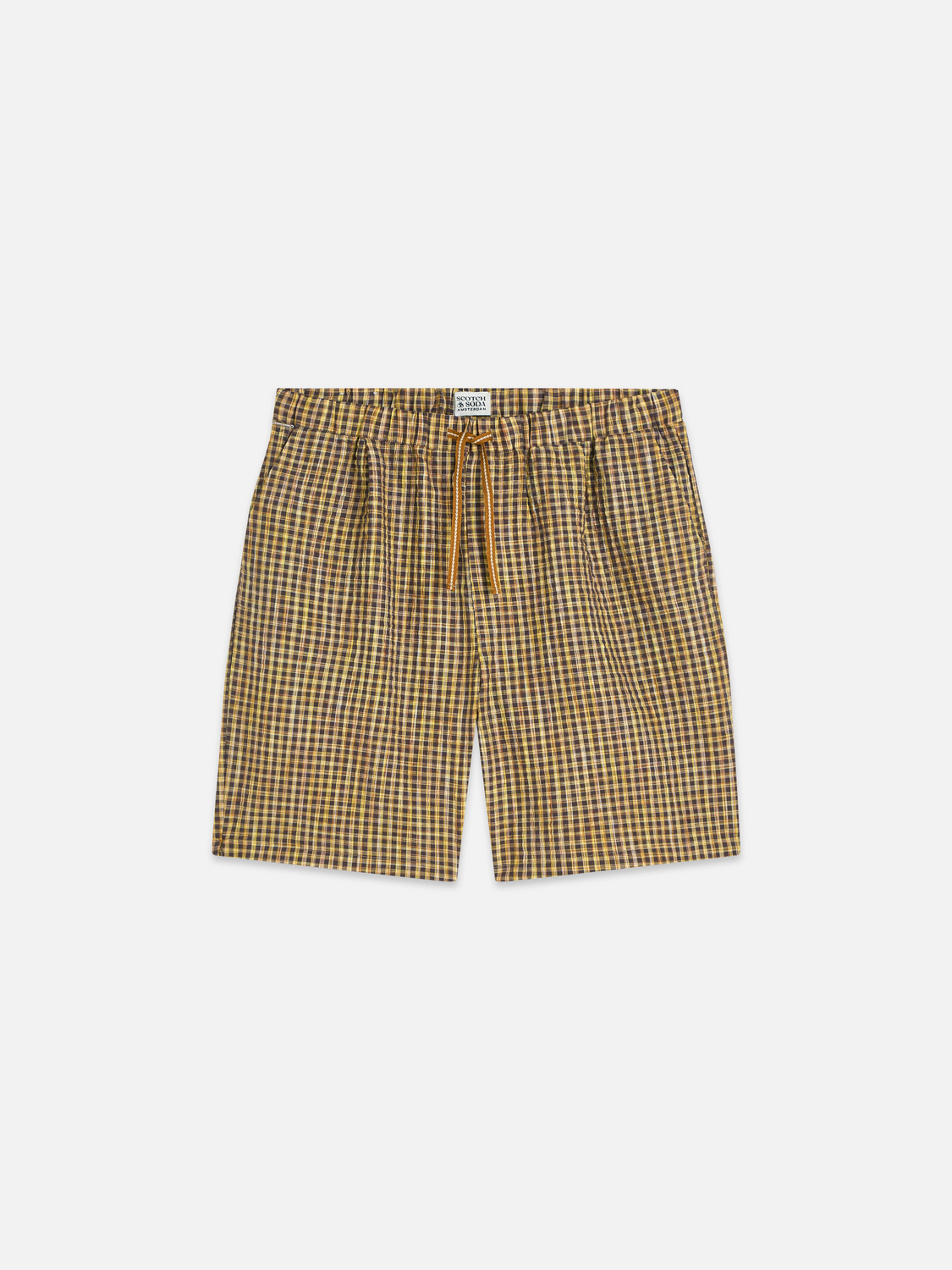 Cotton seersucker wide bermuda shorts