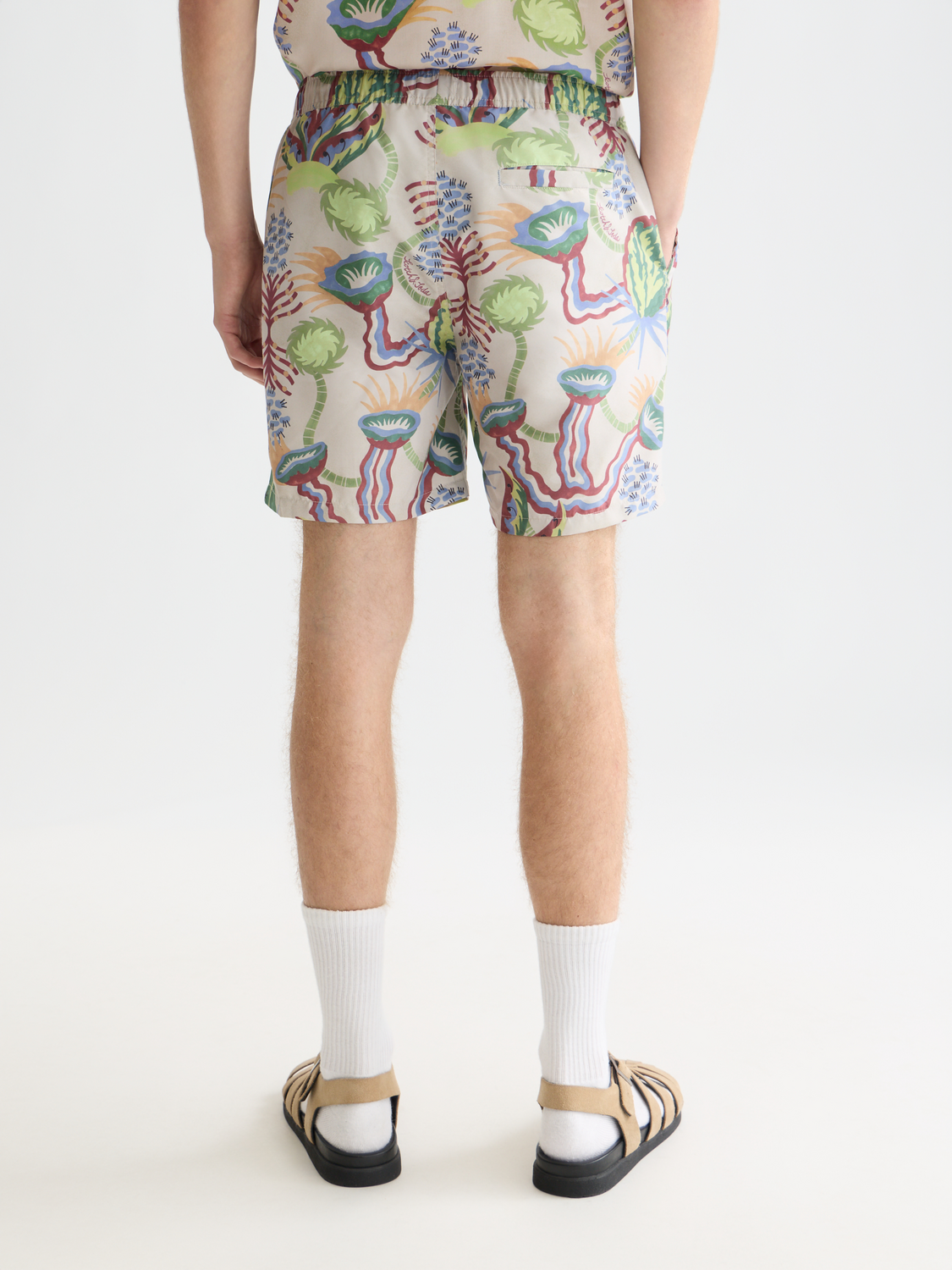 Printed mid-length swim shorts