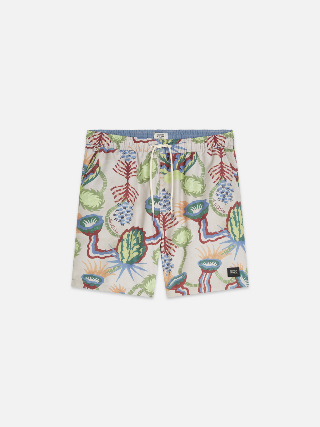 Printed mid-length swim shorts