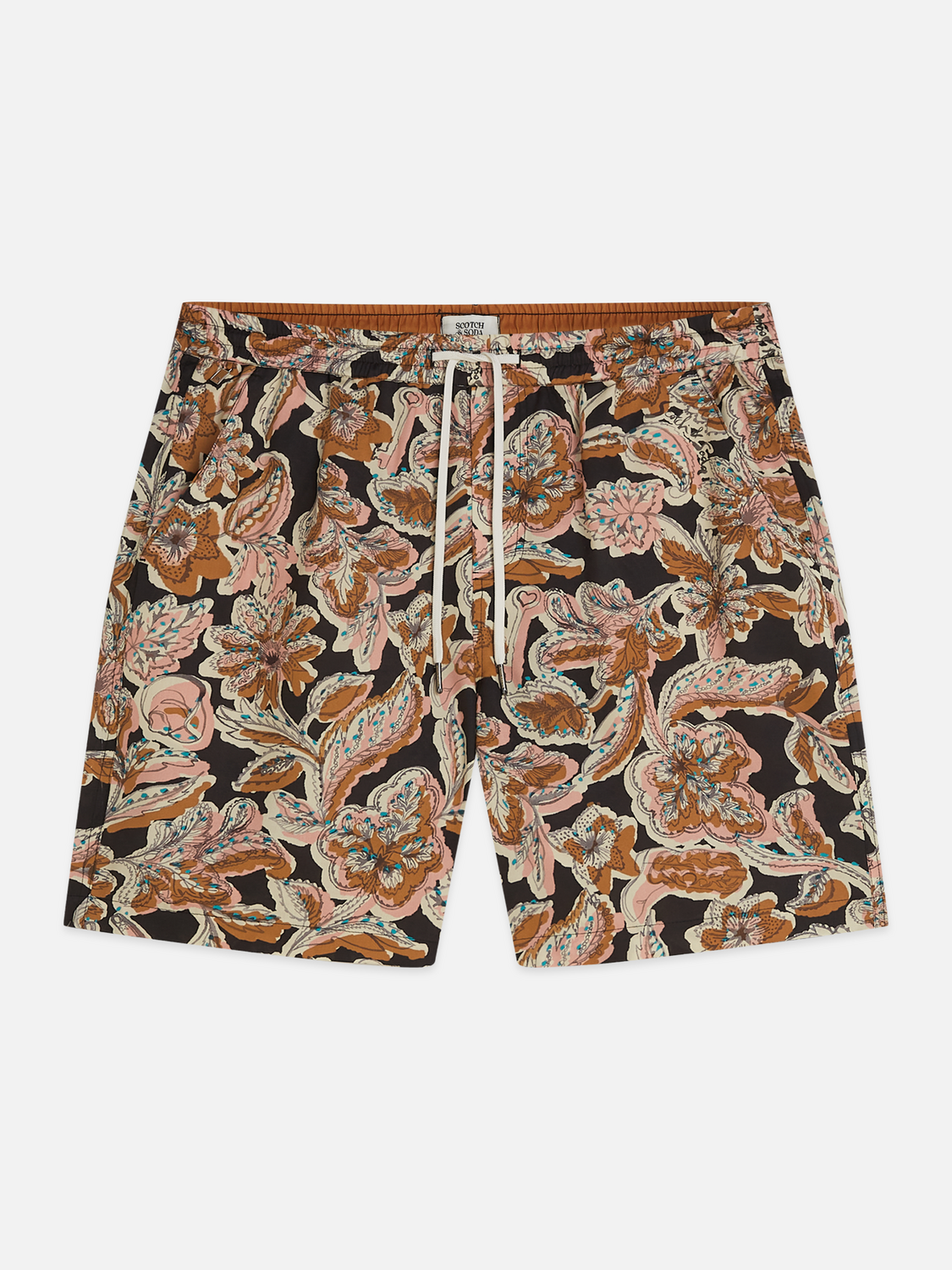 Printed mid-length swim shorts