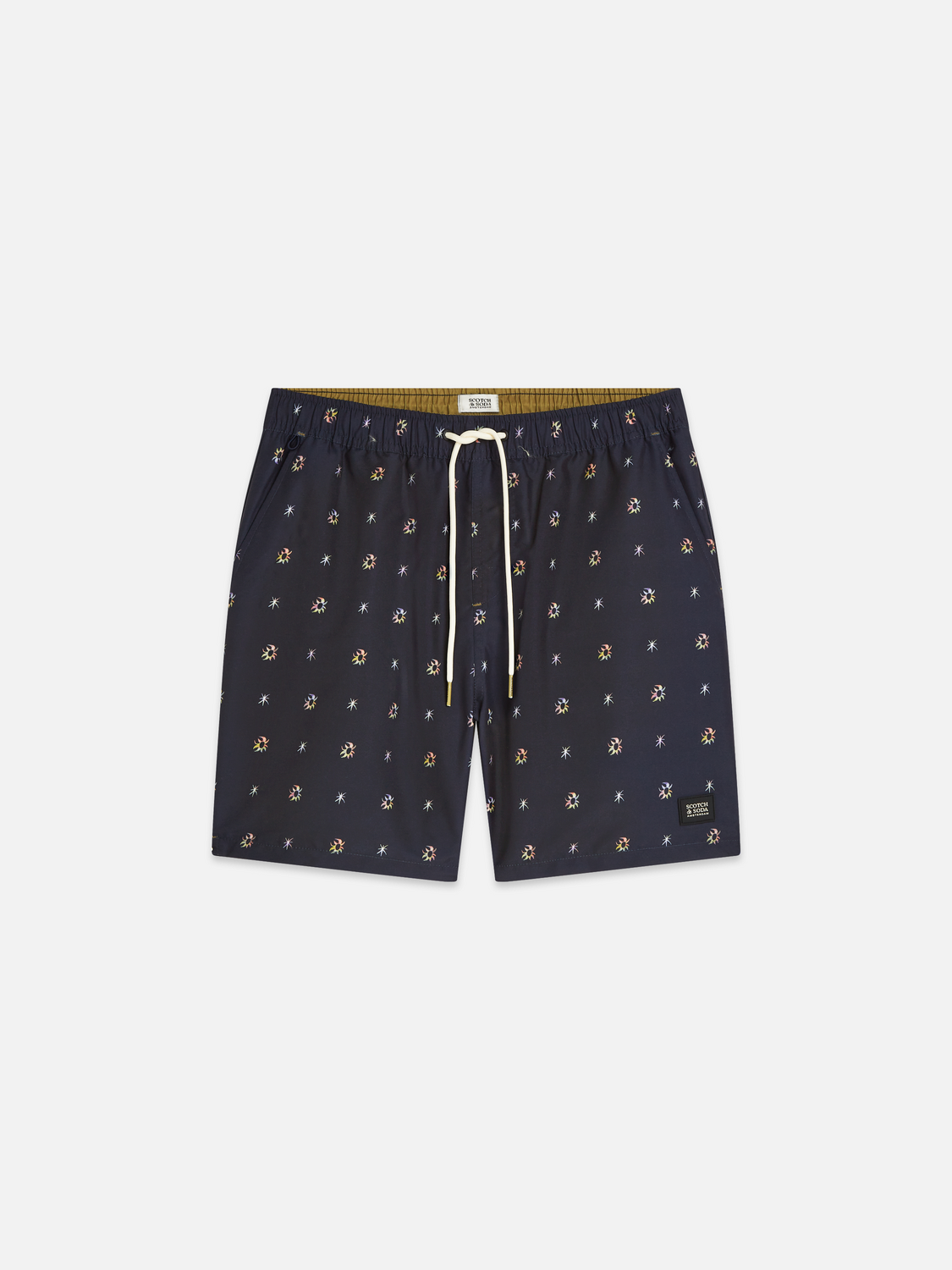 print mid-length swim shorts