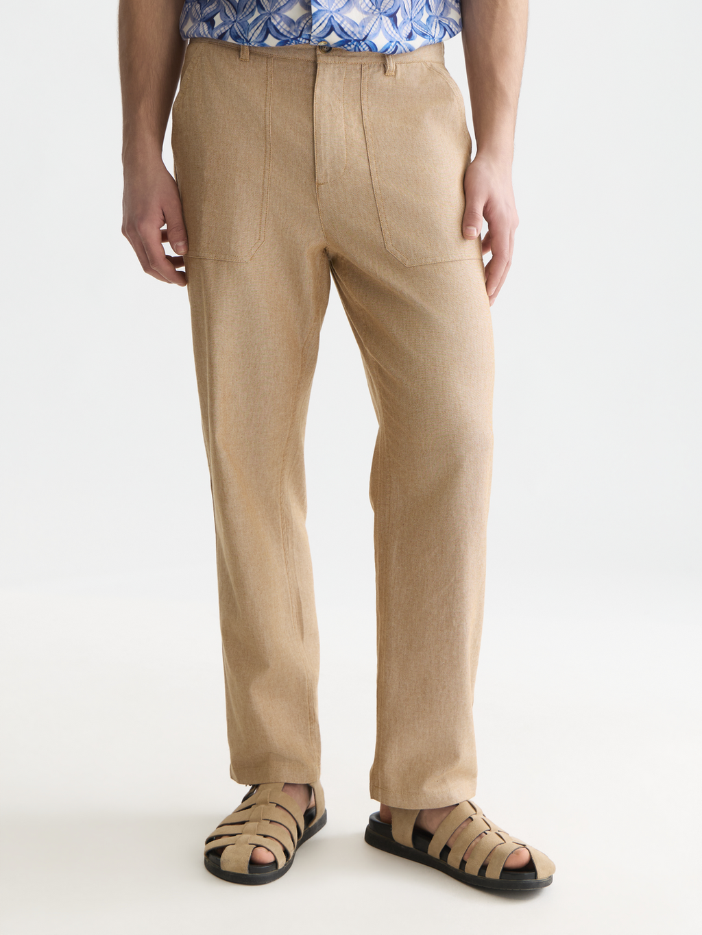 Harper linen blend twill tapered chino