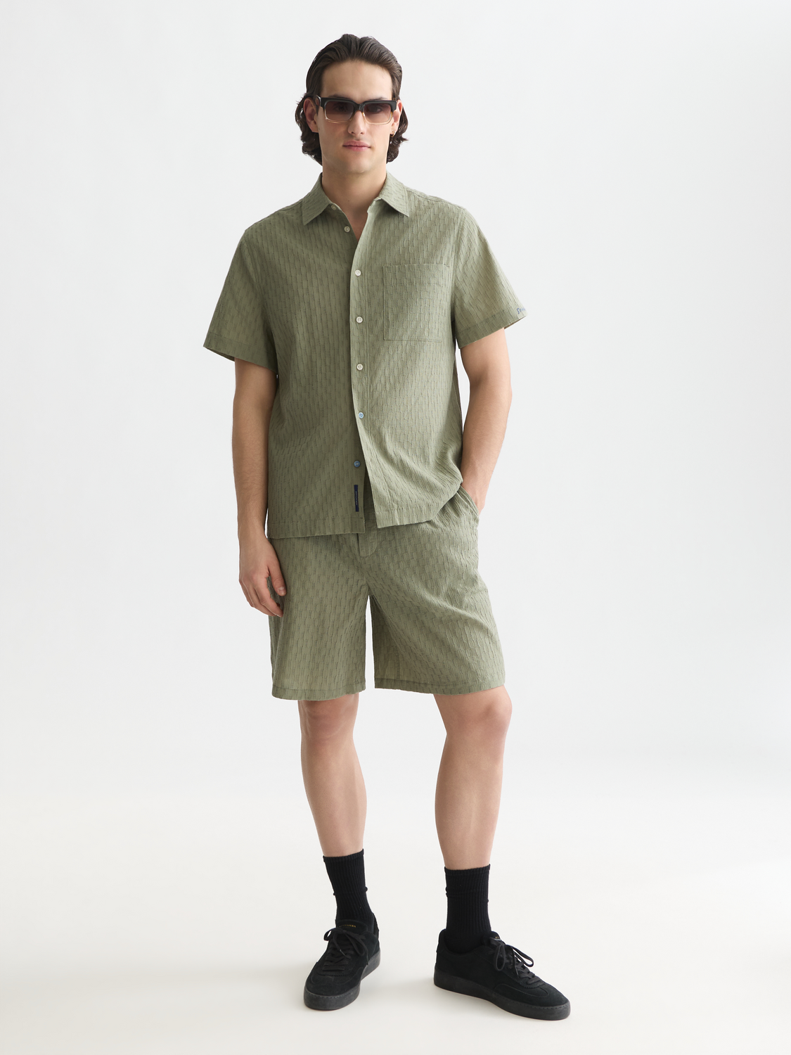 Jacquard seersucker bermuda shorts